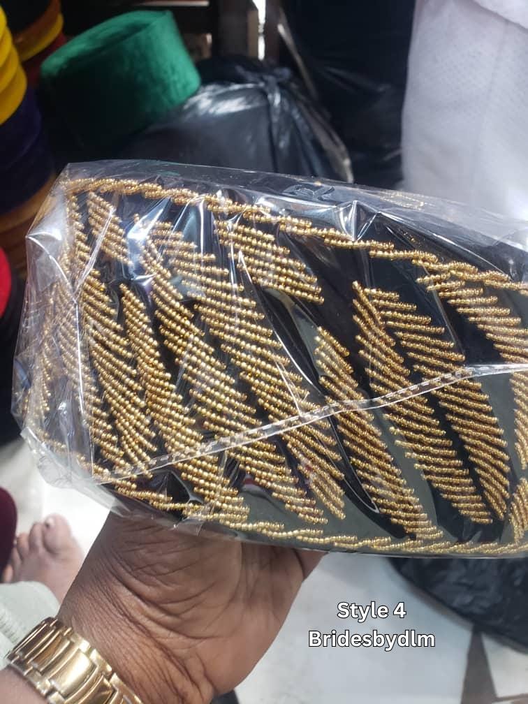 African Chieftaincy Wedding Hat. Igbo Ozo Cap, African Men's Wedding Velvet Cap/Beaded Cap. Nigerian Special Traditional Men Hat