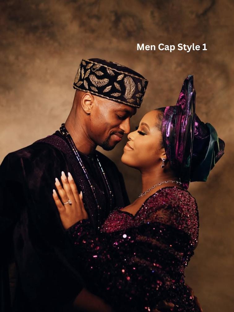 African Chieftaincy Wedding Hat. Igbo Ozo Cap, African Men's Wedding Velvet Cap/Beaded Cap. Nigerian Special Traditional Men Hat