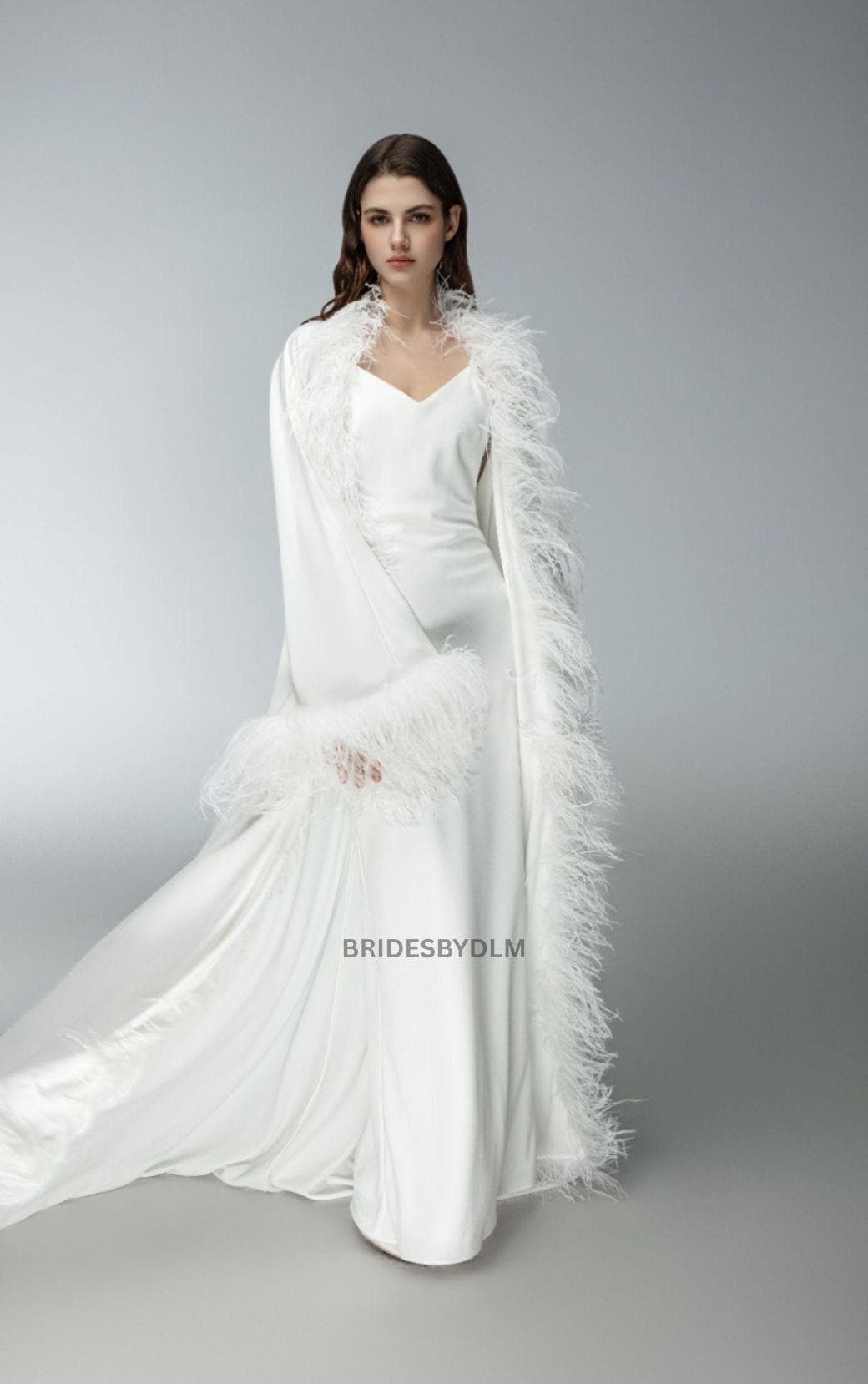 Bridal Robe with feathers , Wedding Robes for Brides, Bridal robe, Long white bridal robe White feather robe,Luxury bridal robe Boudoir robe