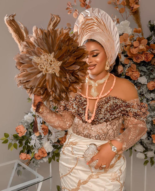 African Feather fan, Brides only Hand fan, Traditional Wedding Brides Hand Fan, Wedding Feather Hand Fan, Nigerian Wedding Bridal Hand Fan