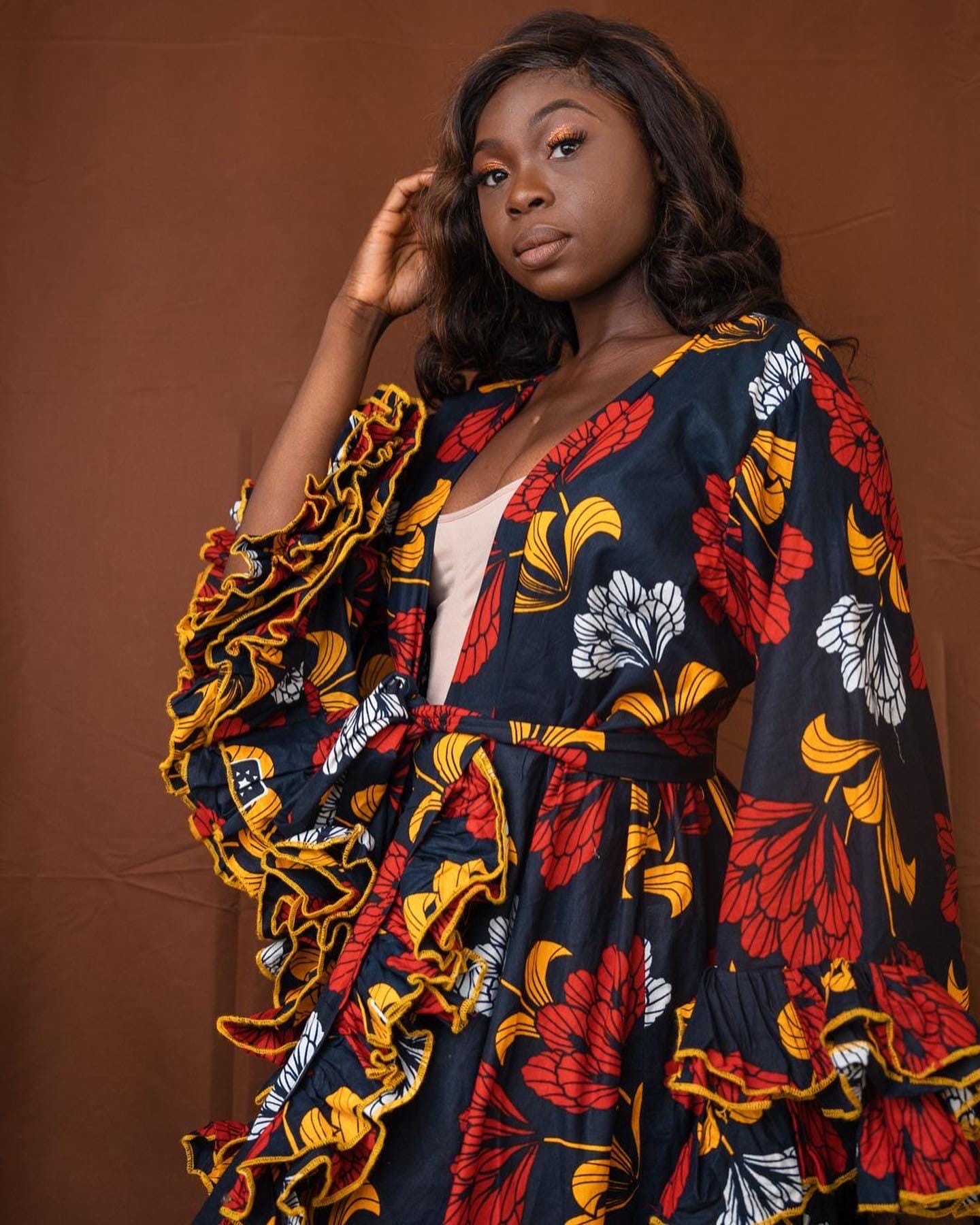African Print Floral Mixed Print Dress, Knee Length Dress, Ankara Wedding Dress, Ankara Prom Dress, Elegant Traditional African Dress