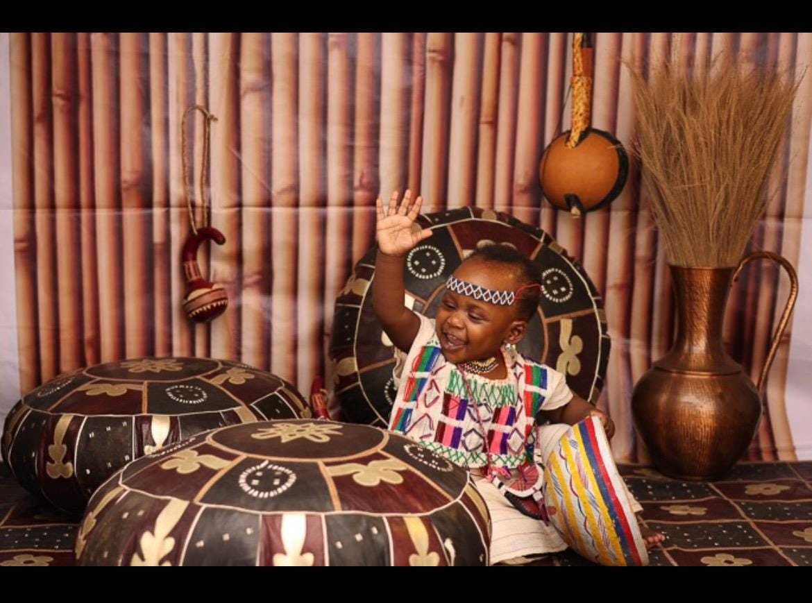 Fulani Outfits for Little Girls, African Attire for Kids, nomadic top and bottom for girls, 1st birthday and 2nd birthday African Outfit
