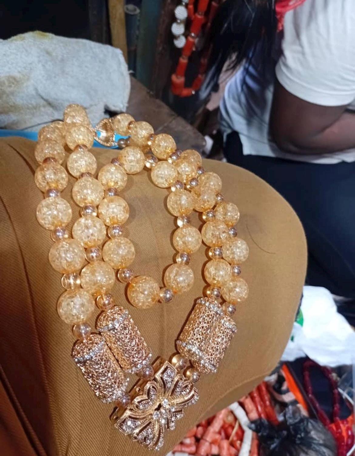 African Red Coral Bead, Igbo brides Jewelry, Traditional Wedding accessories, Wedding Nigerian edo Igbo Wedding, Bridal coral ivory bead