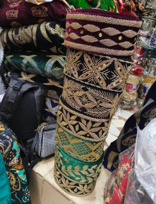 African Chieftaincy Wedding Hat. Igbo Ozo Cap, African Men's Wedding Velvet Cap/Beaded Cap. Nigerian Special Traditional Men Hat