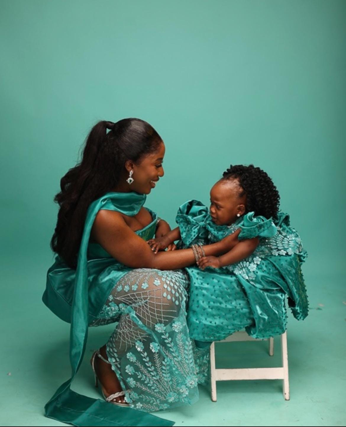 Matching Dresses Mom and Daughter - liquid organza - Wedding gest dresses for special occasion - Birthday Photo shoot outfit, Mommy & me