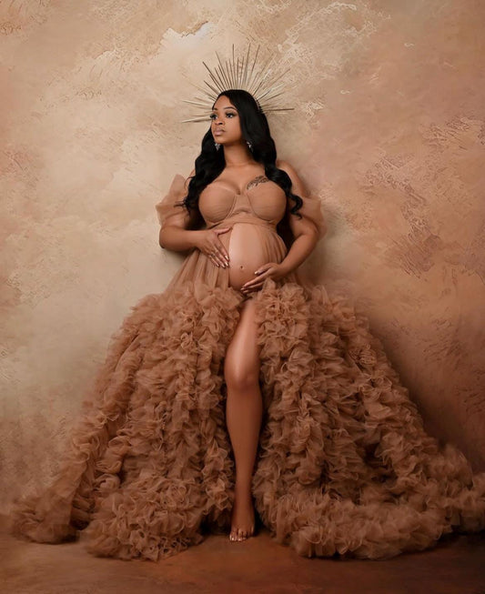 Maternity Dress for Photo Shoot, Tulle Maternity Gown, Baby Shower Photoshoot Dress, Boho Maternity Gown, Wedding Guest Dress, Gift for Her