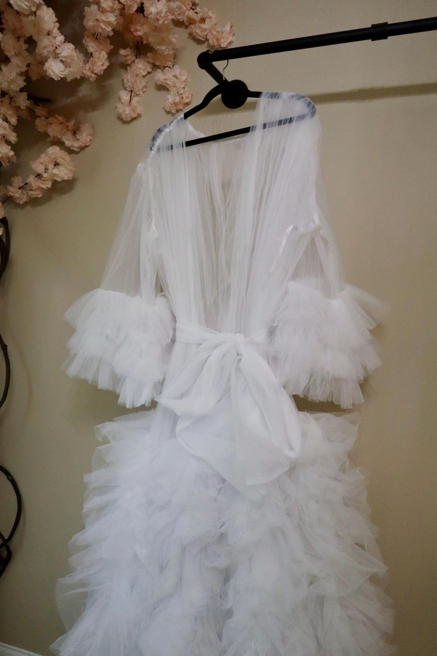 Bridal Robe, Wedding Robes, Long Tulle Robe, Wedding Day Robe,Gift for Bride to be,Bridal morning robe, Gift for her, 2025 bride 2026 bride