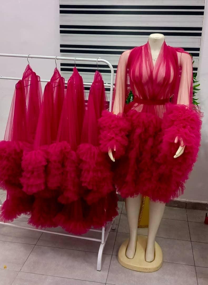Bridesmaid robe, bridal robe for bridesmaids, tulle bridal robe Set, bridal robe short ruffle bridal robe, Wedding robe 2025 & 2026 bride