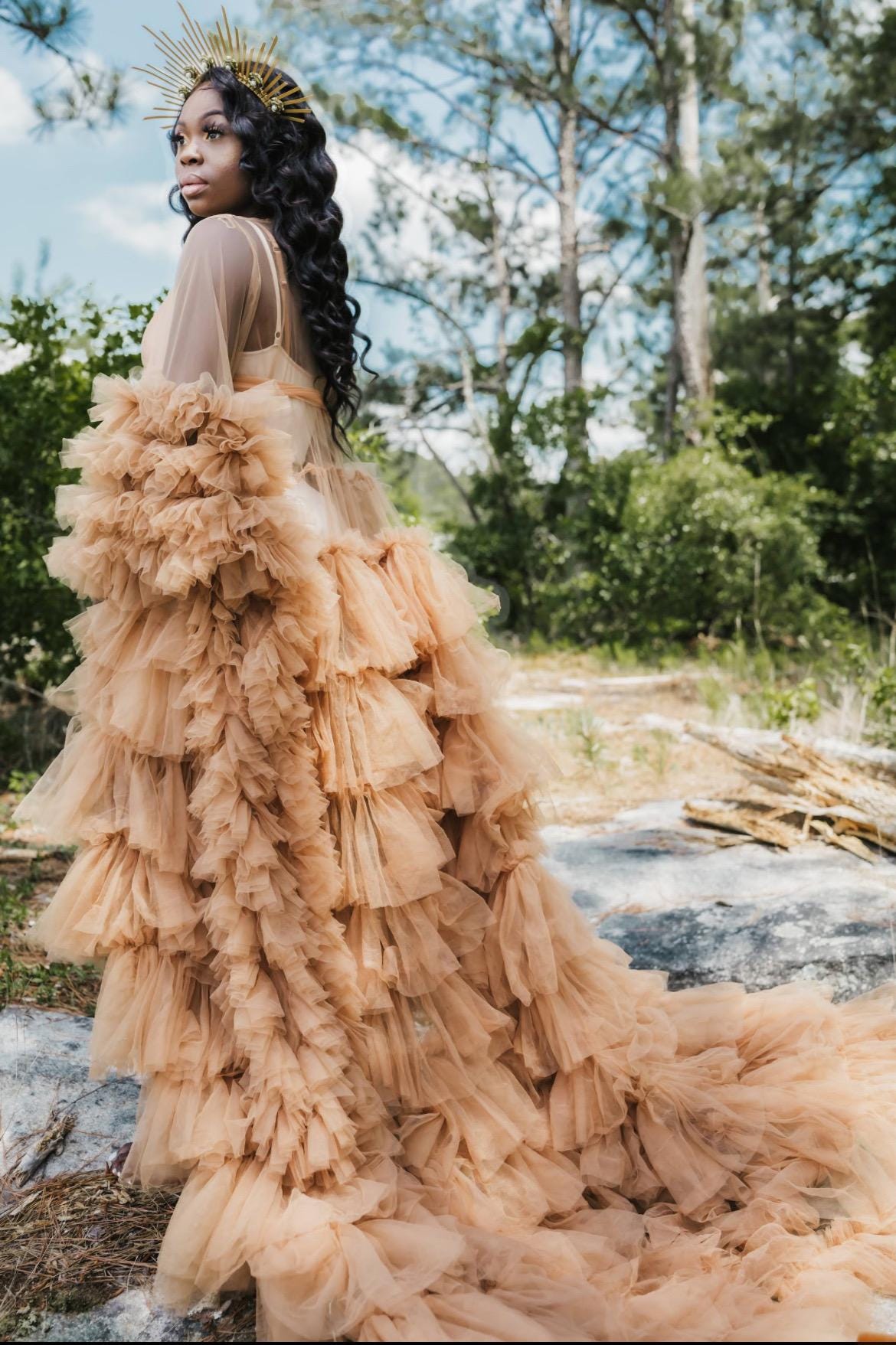 Maternity Dress for Photo Shoot, Tulle Maternity Gown, Baby Shower Photoshoot Dress, Boho Maternity Gown, Wedding Guest Dress, Gift for Her