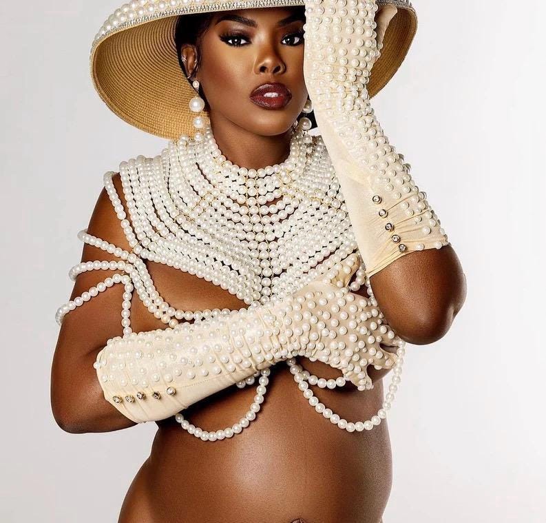 Maternity Pearl Necklace: Pregnancy Photoshoot Accessory, Gift for Mother-to-Be