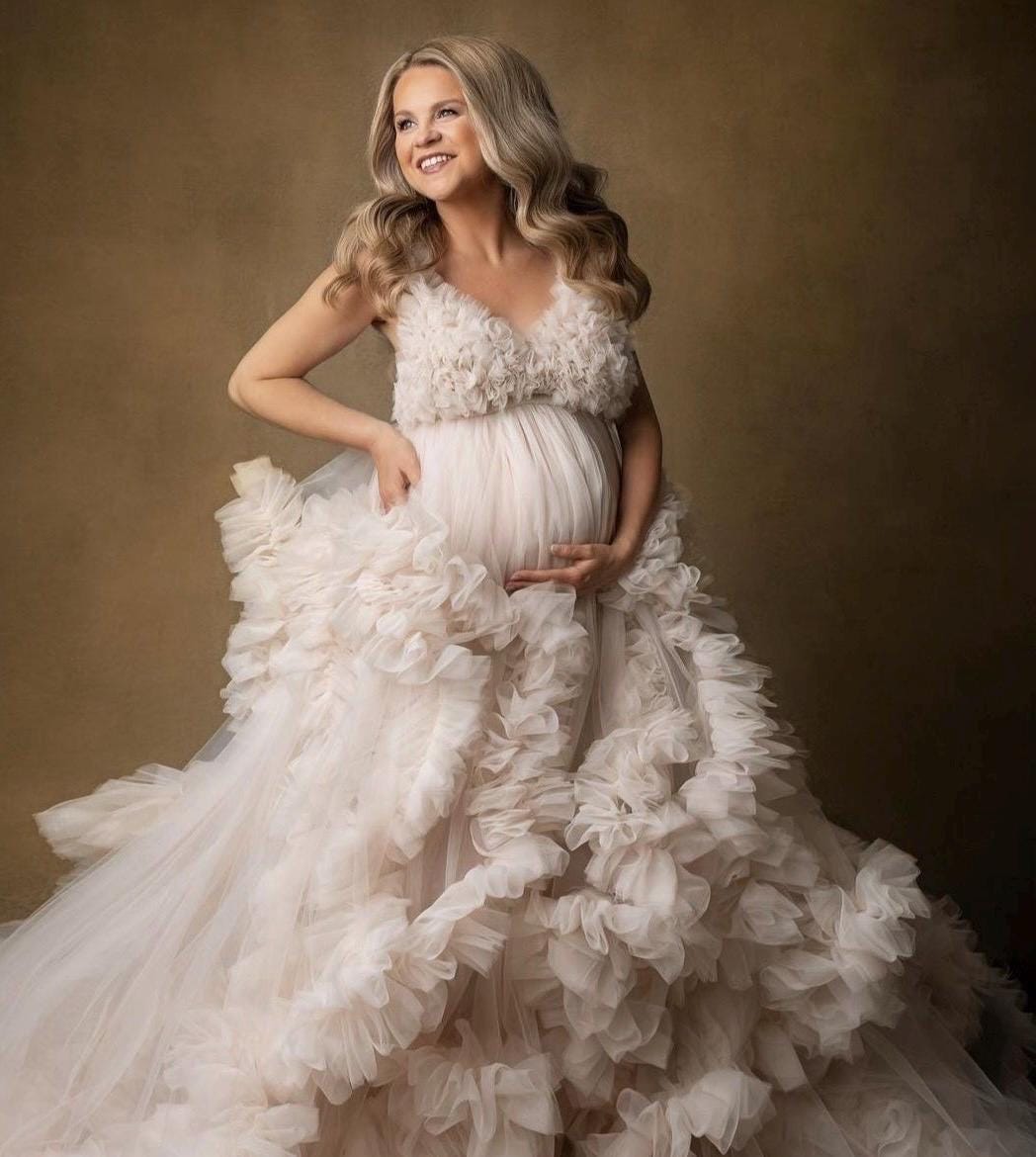 Maternity Dress for Photo Shoot, Tulle Maternity Gown, Baby Shower Photoshoot Dress, Boho Maternity Gown, Wedding Guest Dress, Gift for Her