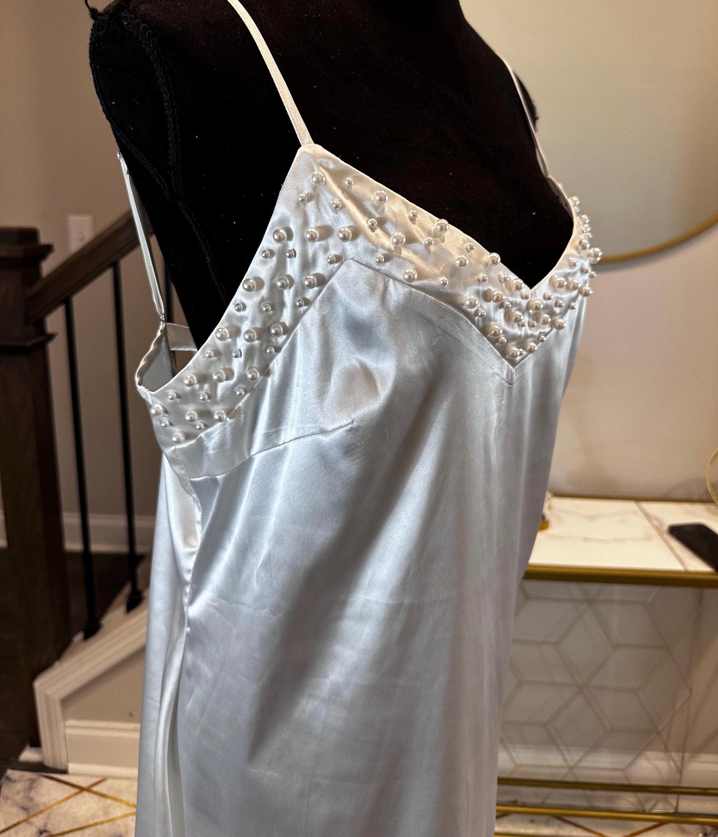 Bridal Robe, Wedding Robes, Pearl slip dress, Wedding Day Robe,Gift for Bride to be,Bridal morning robe, Gift for her, 2025 bride 2026 bride
